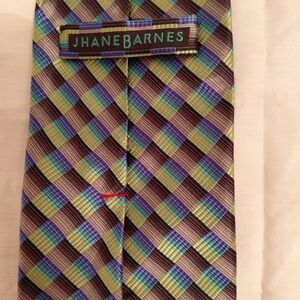 Jhane Barnes Blue and Green Plaid Tie